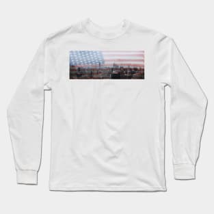 Patriotic NYC with Star-Spangled Banner Flag Long Sleeve T-Shirt